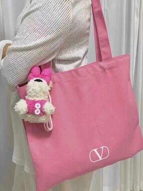 Valentino Beauty Pink Canvas Tote Bag